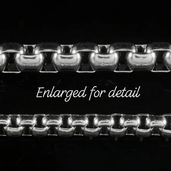 4mm stainless steel metal rolo chain link necklace, 20" - Picture 2 of 4